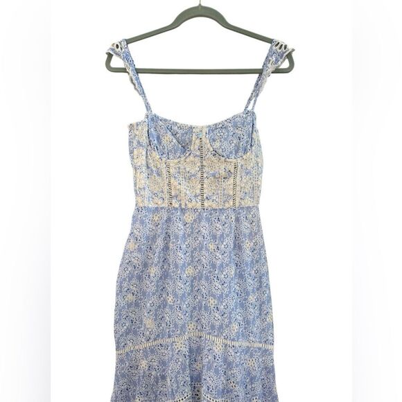 Karina Grimaldi Women's Irma Eyelet Midi Dress in Blue Size Small - Picture 7 of 10